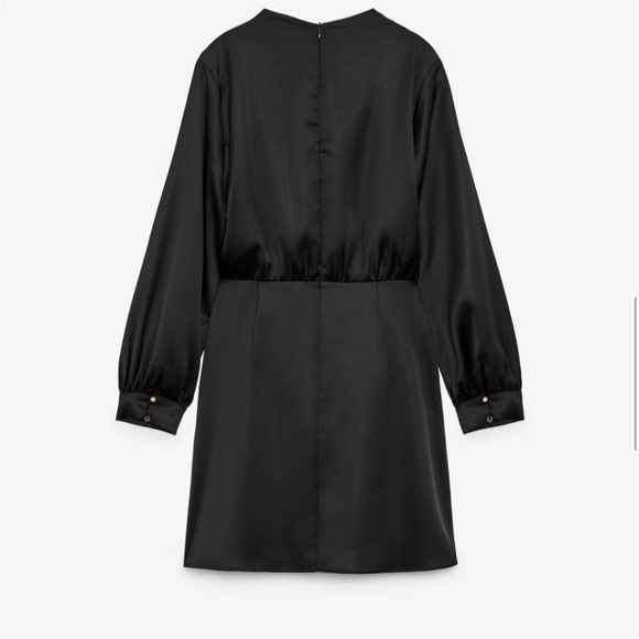 Zara Black Long Sleeve Satin Dress - Picture 2 of 8